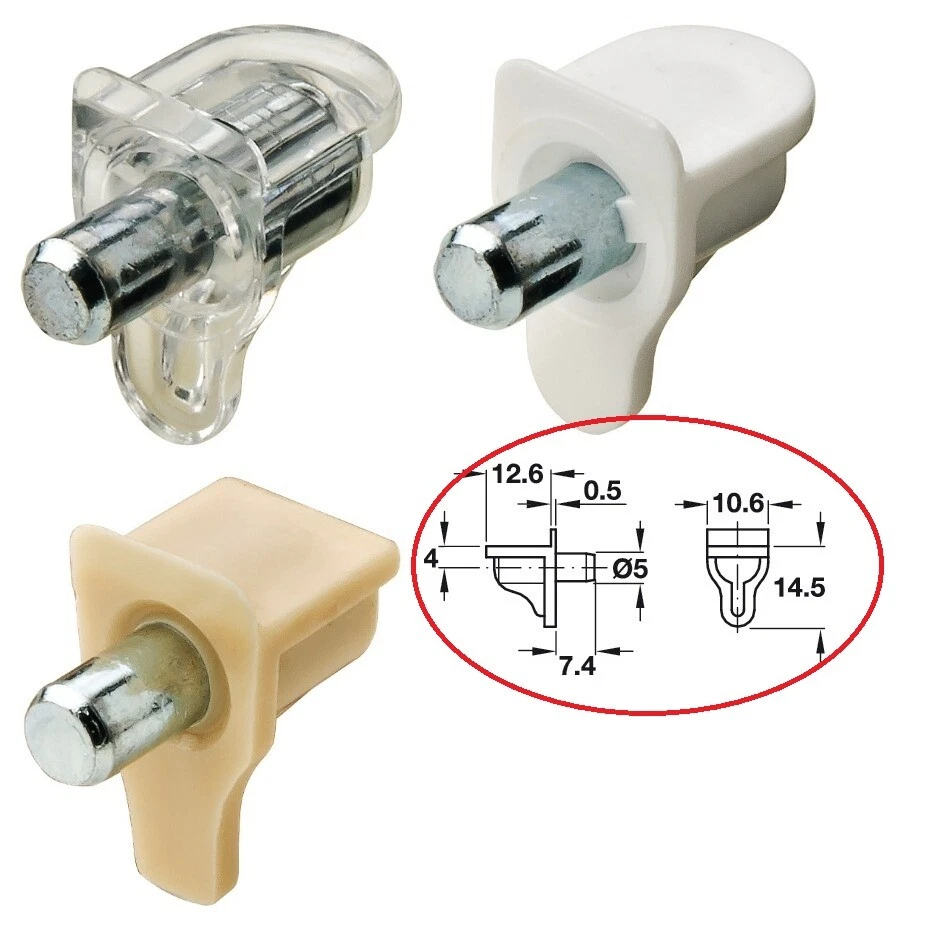 12 METAL SHELF SUPPORTS PINS PEG PLUG IN 4,5,6,7MM HOLE KITCHEN CUPBOARD CABINET - image 4 of 4