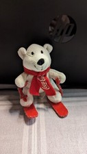 Teddy Eisb&auml;r auf Skiern 12 cm gro&szlig;, von der Marke "Coca-Cola"