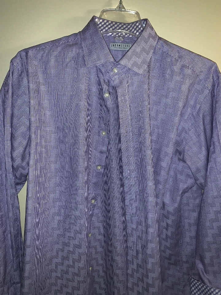 Camisa Jack Stone TD Púrpura Geométrica Manga Larga Talla XL Hombre’s Buen Estado Foto 2 de 4