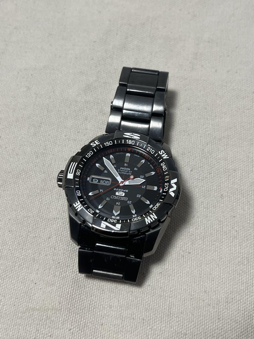 Seiko 5 Sports 7S36-04M0 Day Date St.Steel Black Round 100M