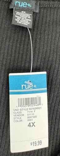 Women’s NWT Rue Plus 4X Black Fine Knit Ruched Front V Neck Sweater - Picture 4 of 7