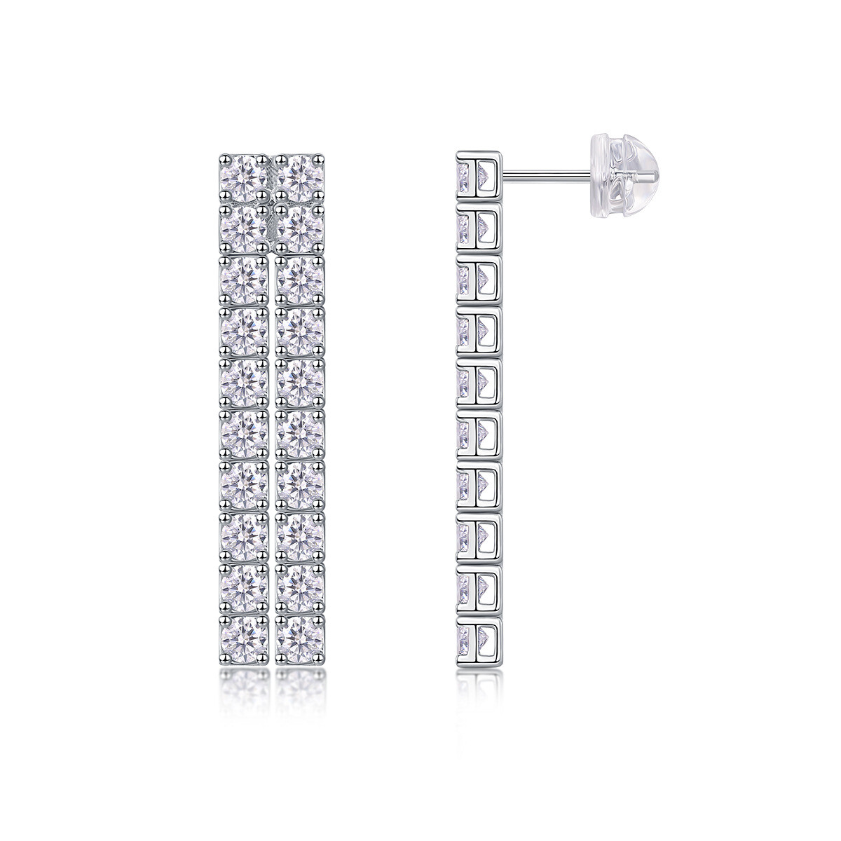3mm 4ct Moissanite Tennis Earrings in 925 Sterling Silver for Women