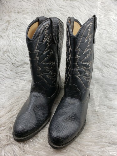 SMART FIT 2408 Black Faux Leather Faux Skin Boots Youth Size 5.5 / 38.5 - Picture 4 of 6