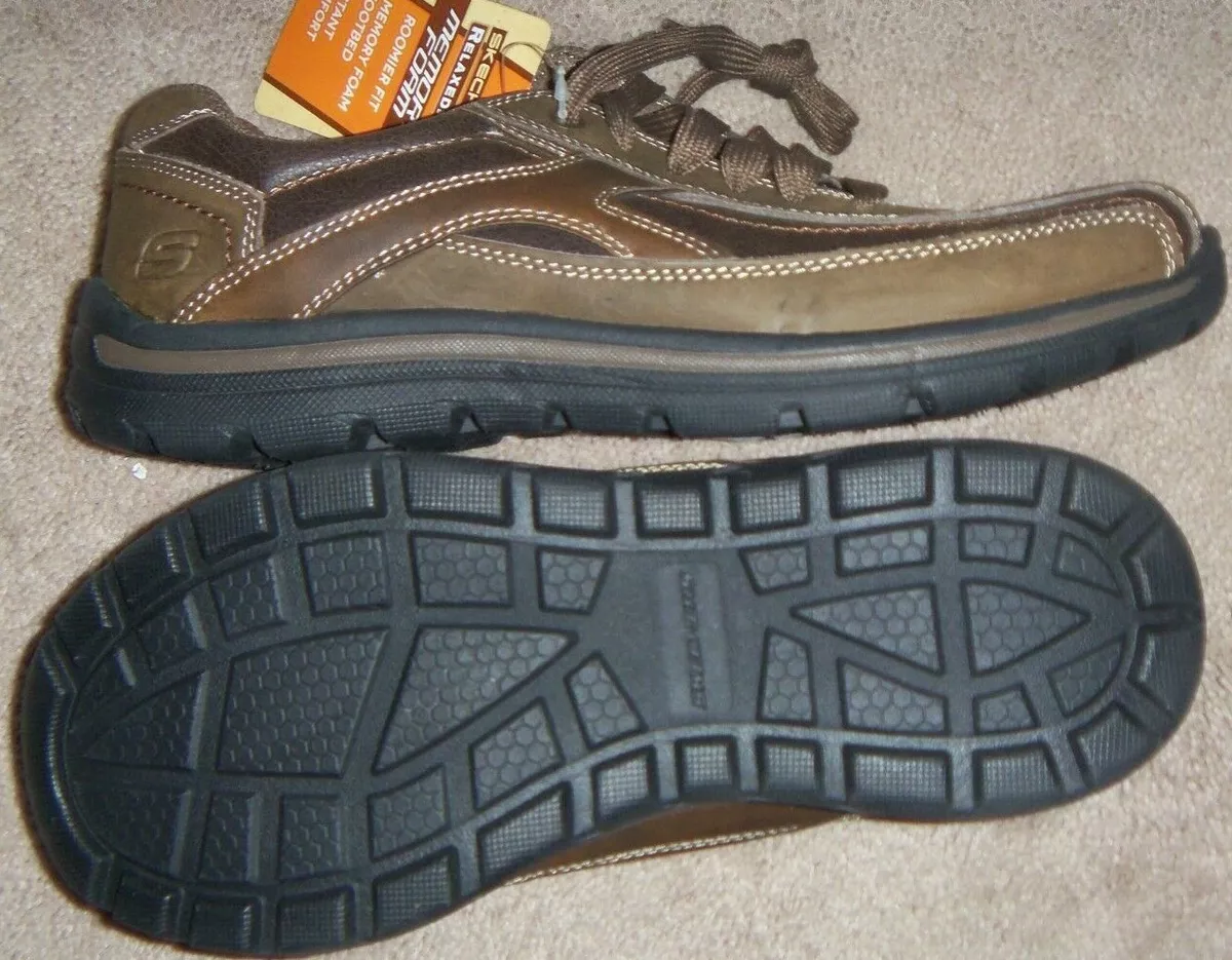 New Mens Skechers Relaxed Fit Memory Foam Oxfords Size 8 Brown Tan