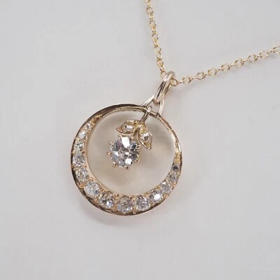 ANTIKES DIAMANT-COLLIER IN 585/-ROTGOLD insg.ca. 1 KARAT ALTSCHLIFF DIAMANTEN - Bild 1 von 4