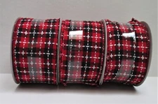 NEW (3) Celebrate it Rolls Wired Ribbon - Black White Red 2.5" x 25' each