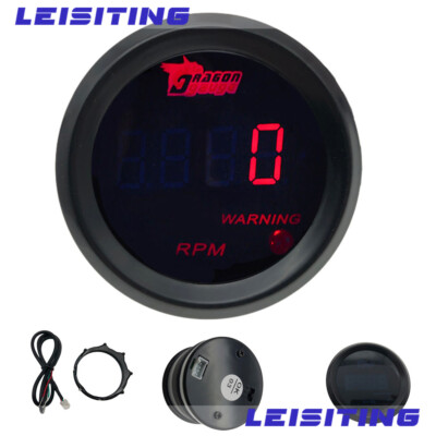 2'' 52mm Red Digital LED Elec 0-9999 RPM Tachometer Tacho Gauge Car Motor New