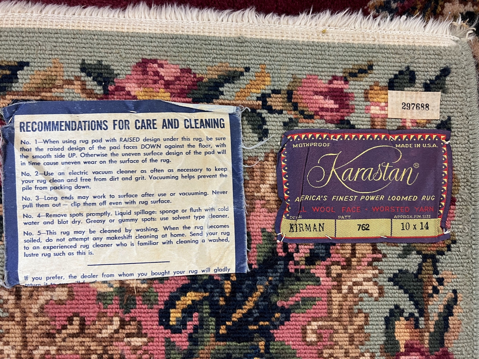 10x14 Karastan Red Kirman Rug 762 Vintage Wool Karastan Original 700