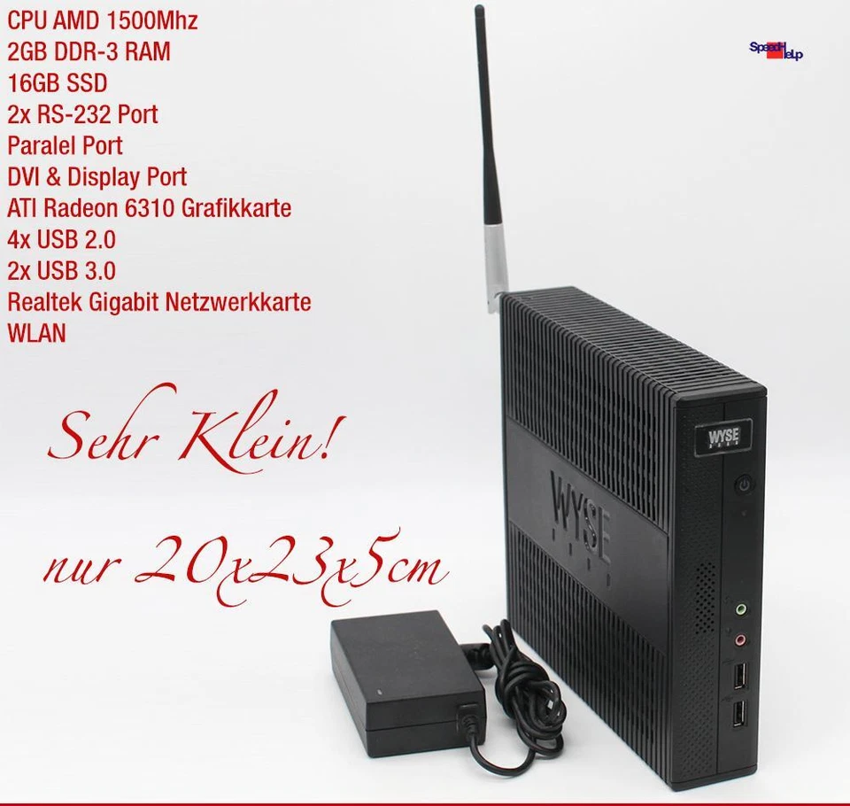 Mini Computer PC AMD 1500MHz 16GB SSD 2GB DDR3 WLAN Parallel RS-232 Windows XP 7 - Image 2 of 4