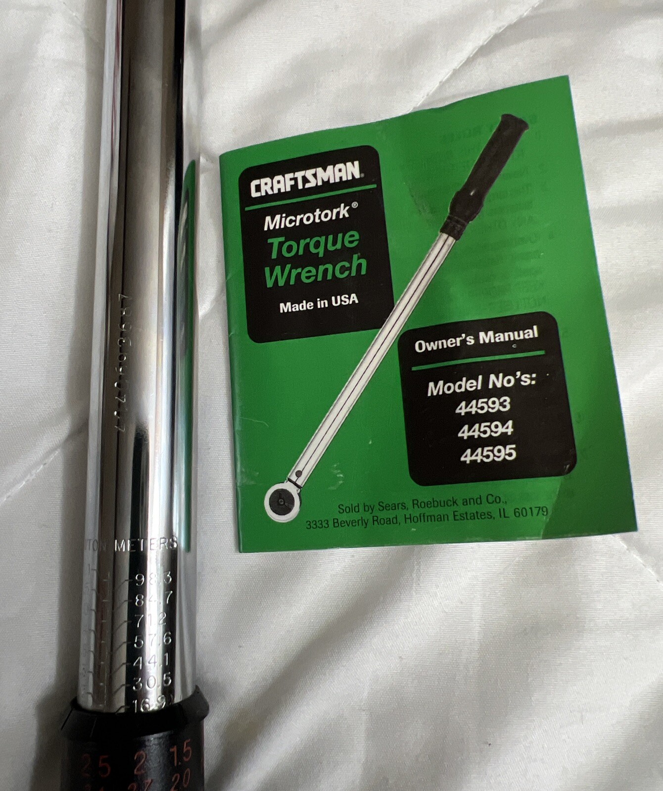 Sears CRAFTSMAN Microtork 44594 TORQUE WRENCH 3/8 in. Drive 1075 ft