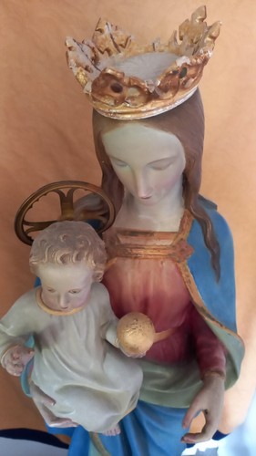 Madonna Mayersche Kunstanstalt um 1870 122 cm originale Fassung Kirchenfigur - Bild 5 von 19