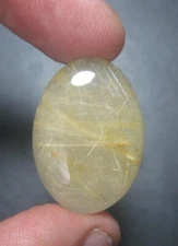 Natural Golden Rutile Quartz Cabochon Oval 32.95 ct Loose Gemstone J 479
