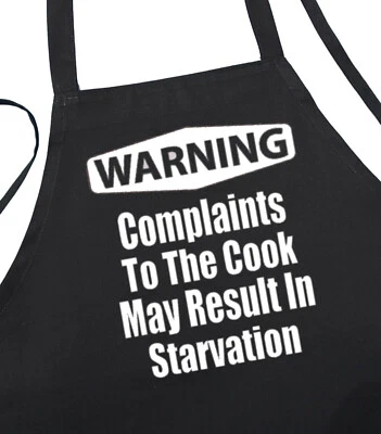 COOLAPRONS Complaints To The Cook May Result In Starvation Funny Black Apron With Attitude