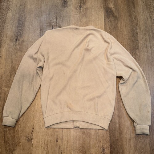 Vtg 60s 70s Sweater Mens Large Turtle Logo Challenger Tan Rockabilly Cardigan - Picture 14 of 18