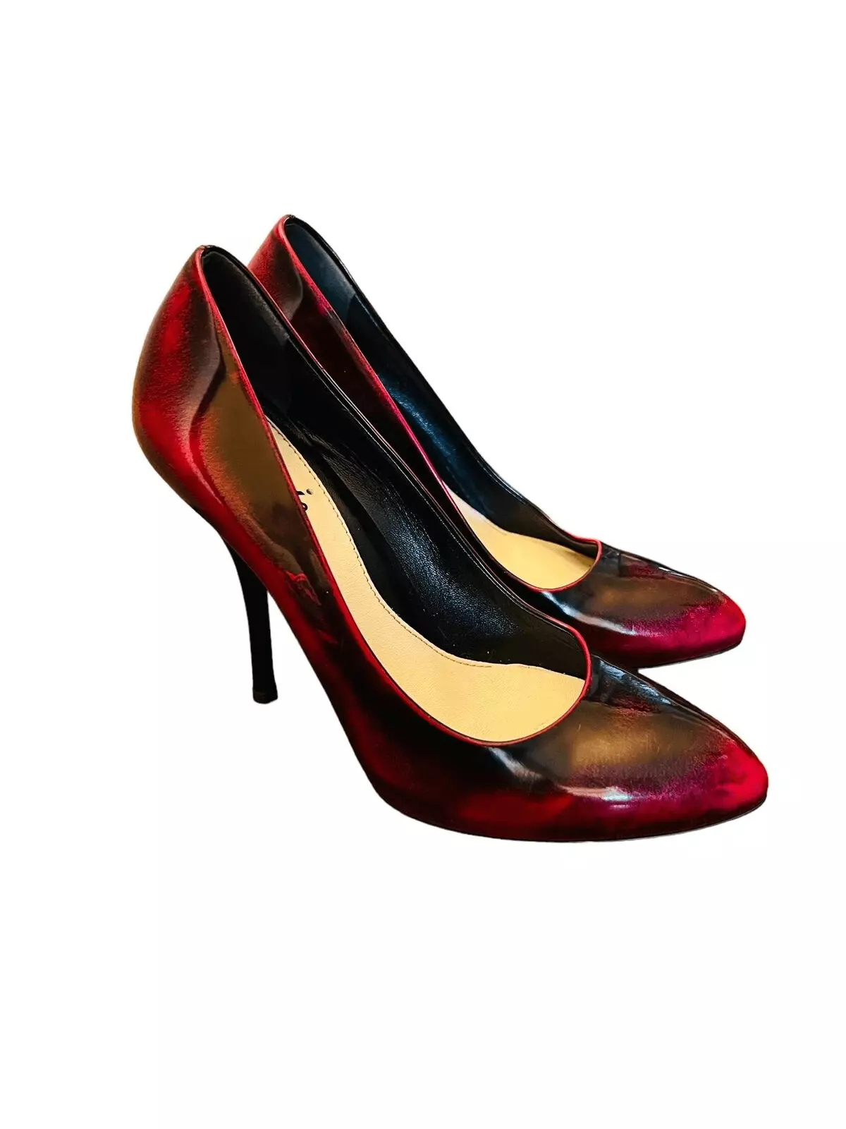 Chaussures à talons GUCCI Sofia rouge cerise bordeaux cuir noir pointure 7B femme
