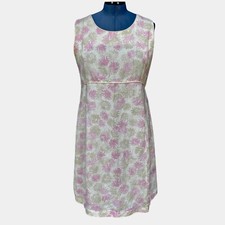 IN DUE TIME Maternity Linen Blend Dress Size XL Floral Ivory Pink Sleeveless Tie