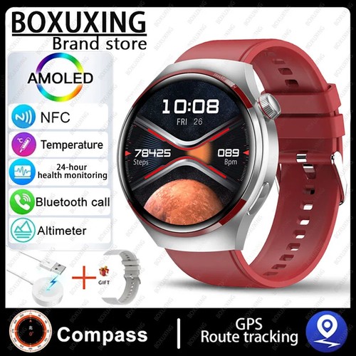 GPS NFC Smart Watch Men AMOLED HDScreen Heart Rate Bluetooth Call SmartWatch New - Zdjęcie 13 z 38