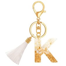 Initial Letter Keychain for Women Birthday gift To Little White Crystal Letterk