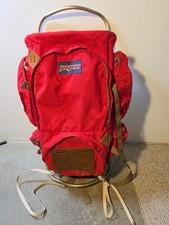 Vtg JanSport External Frame Hiking Backpack Red Aluminum D3 Trail Pack USA Made