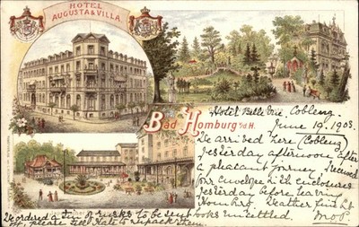 Bad homburg v/d H. GERMANY Hotel Augusta & Villa Antique Postcard