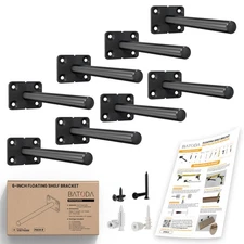 8 Pcs 6 Solid Steel Floating Shelf Brackets, Hidden Blind Shelf Supports