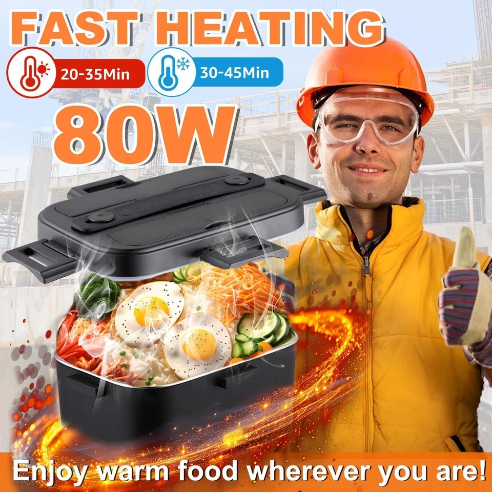 Fiambrera Eléctrica para Adultos 80W Portátil Calefacción Fiambrera para Hombres 3 en 1 Foto 2 de 4