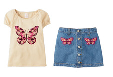 NWT Girls Size 6 Gymboree FALL CELEBRATIONS Butterfly Tee Denim Skirt NEW