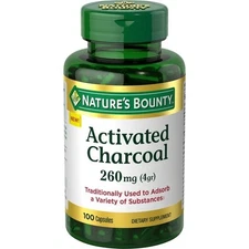 Nature's Bounty Activated Charcoal Capsules 100 Count Dietary Supplement