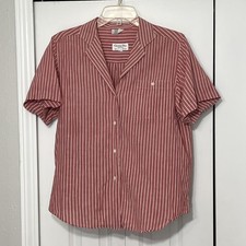 Vintage Christian Dior Striped Top Shirt Hickory Gingham 1970s Country Button Up