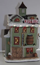 Ceramic Christmas Village Brewery with Custom Xmas Lights