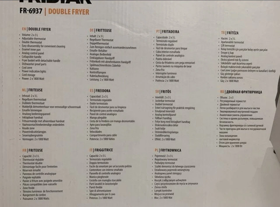 Tristar FR-6937 1800W Friggitrice Doppia - Argento - Immagine 4 di 4