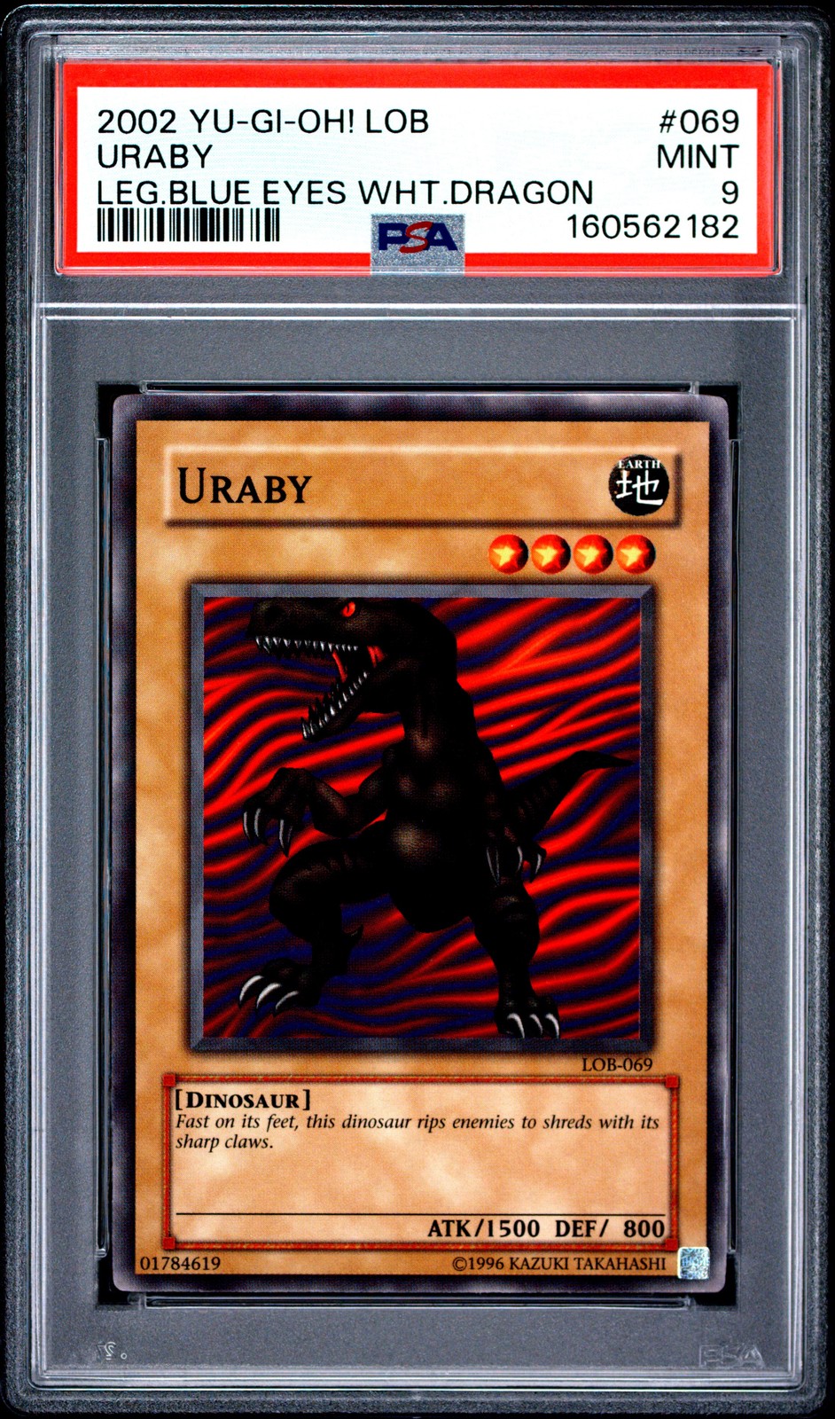 2002 YU-GI-OH! LOB-LEGEND OF BLUE EYES WHITE DRAGON #069 URABY PSA 9
