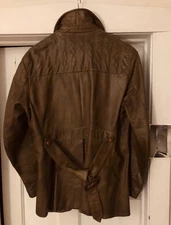 Vtg Californian 60/70s Belted Leather Bootlegger Coat Coffee Cali Sportswear Co