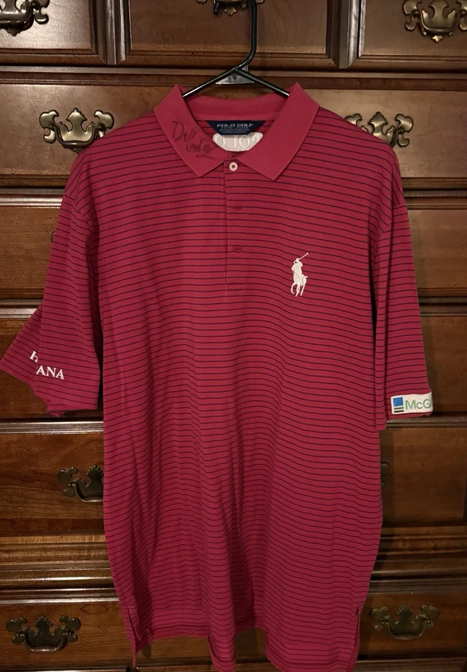 Camisa autografiada Davis Love III - DL3 personalizada usada en competencia en PGA TOUR Foto 4 de 4