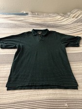 Vintage Arnold Palmer Golf Polo Shirt Mens L Green Striped Cotton Short Sleeve