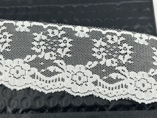 White Floral Scalloped Lace Trim Ribbon 2" Wide 4 Yards