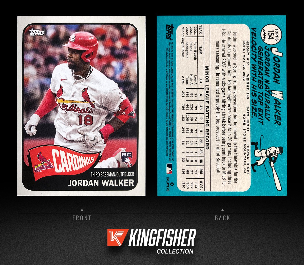 2023 Topps Archives Jordan Walker Rookie RC #154 St. Louis Cardinals