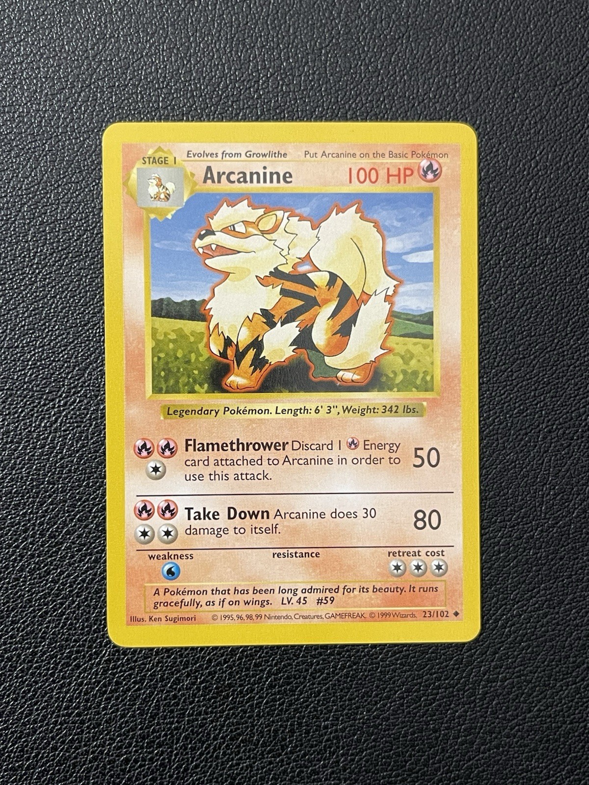 Pokemon TCG - Arcanine 23/102 Base Set Uncommon Shadowless WOTC 1999 - NM