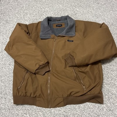 Lands End Mens Jacket Coat Sz XL 46-48 Tan  Fleece Lined Soft Shell Red  Nice!