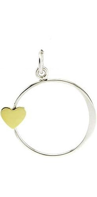 Sterling Silber Kreis Charm mit Bronze Herz minimalistischer Anhänger zum Selbermachen