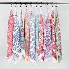 10 PC Hand Block Print Cotton Bandana Scarf 21x21" Boho Head Wrap Neck Accessory