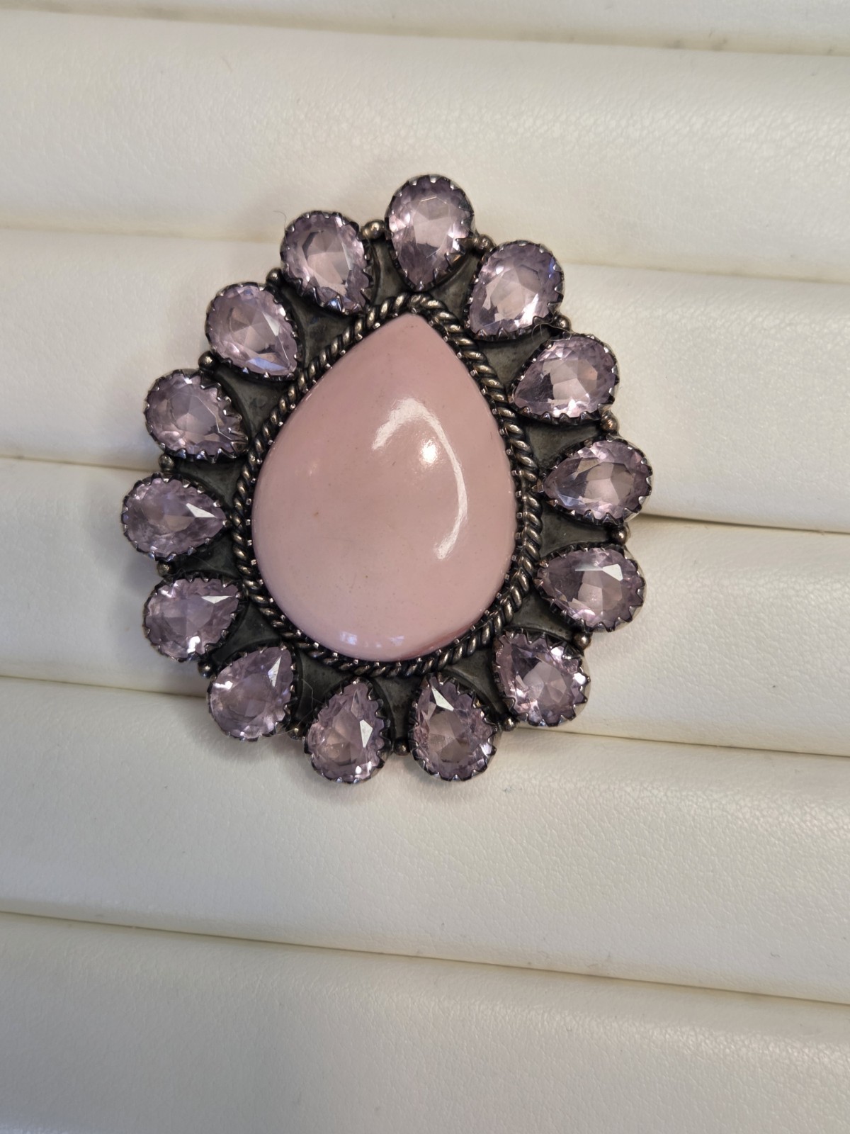 sterling silver pink cluster Statement ring - image 1