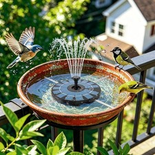 Solar Bird Bath Fountain Pump with 6 Nozzles, Solar Powered Water Fountain IPX8