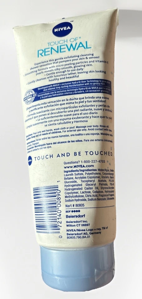 Nivea Touch of Renewal Body Wash Scrub 12oz Exfoliating Microbeads Vitamin E - Image 3 of 3