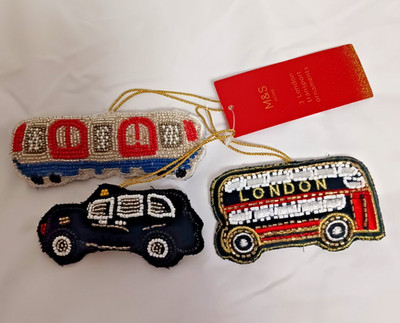 London Transport Beaded Ornaments Marks & Spencer set of 3 new 