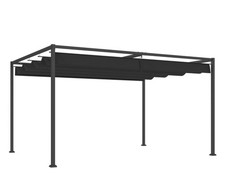 Outsunny 4 x 3m Metal Pergola, with Retractable Canopy Roof - Black