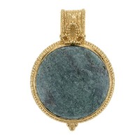 Cavill Fuchsit AnhäNger 9,63Ct Rund 925 Sterling Silber Vergoldet GrüN