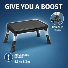 Folding Step Stool Adjustable Height 330Lbs Metal Platform for RV Home Kitchen