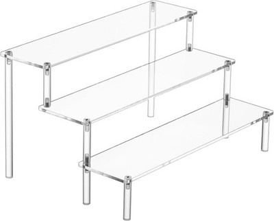 Clear Acrylic Display Risers 3 Tier Shelf Organizer Stand for Perfume Food