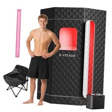 Upgraded Steam Sauna with Red Light Therapy Panel for Personal Home Spa